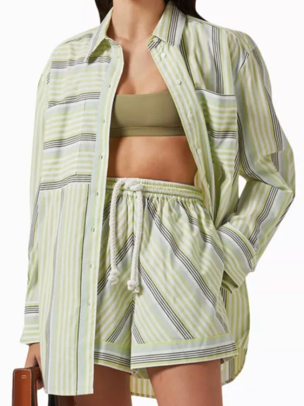 Significant Other NWOT | Nola Oversized Shirt in Avocado Stripe